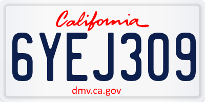 CA license plate 6YEJ309