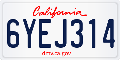CA license plate 6YEJ314