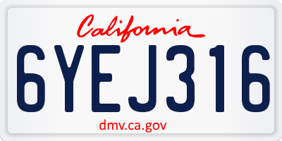 CA license plate 6YEJ316