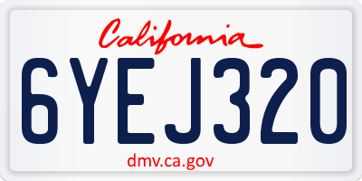 CA license plate 6YEJ320