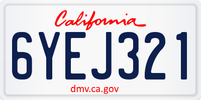 CA license plate 6YEJ321