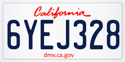 CA license plate 6YEJ328