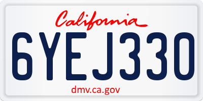 CA license plate 6YEJ330