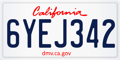 CA license plate 6YEJ342