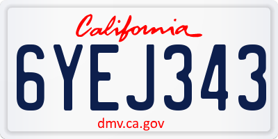 CA license plate 6YEJ343