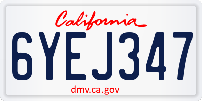 CA license plate 6YEJ347