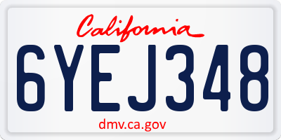 CA license plate 6YEJ348