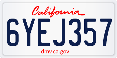 CA license plate 6YEJ357