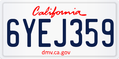 CA license plate 6YEJ359