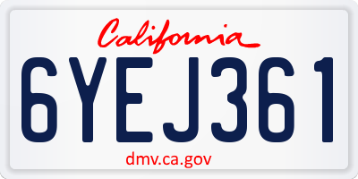 CA license plate 6YEJ361