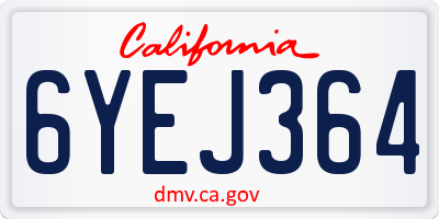 CA license plate 6YEJ364
