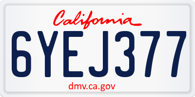 CA license plate 6YEJ377