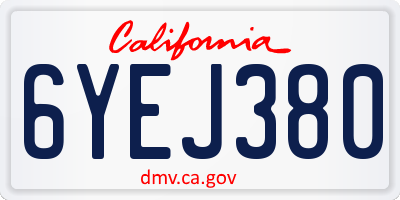 CA license plate 6YEJ380