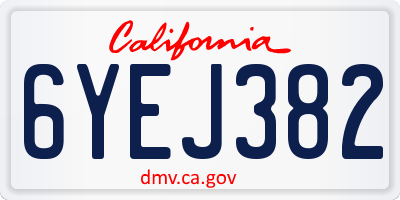 CA license plate 6YEJ382