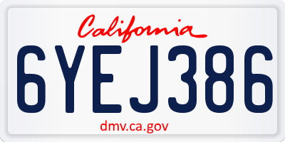 CA license plate 6YEJ386