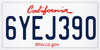 CA license plate 6YEJ390