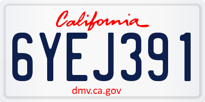 CA license plate 6YEJ391