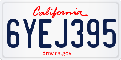 CA license plate 6YEJ395