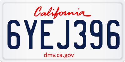 CA license plate 6YEJ396