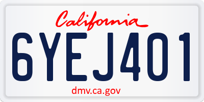 CA license plate 6YEJ401