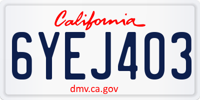 CA license plate 6YEJ403
