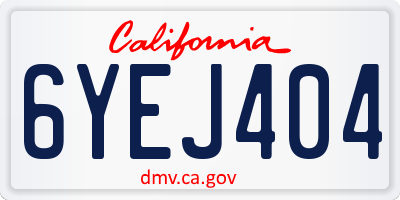 CA license plate 6YEJ404