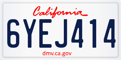 CA license plate 6YEJ414