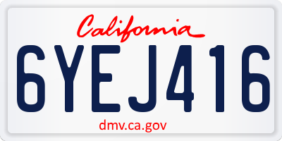 CA license plate 6YEJ416