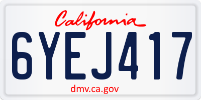 CA license plate 6YEJ417