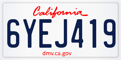 CA license plate 6YEJ419