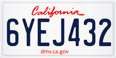 CA license plate 6YEJ432
