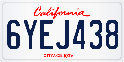 CA license plate 6YEJ438