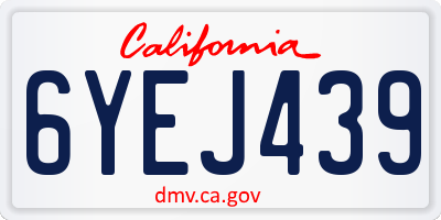 CA license plate 6YEJ439