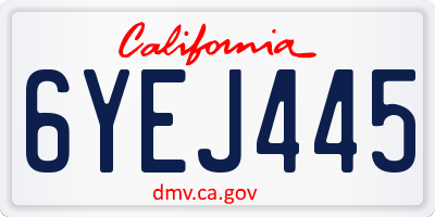 CA license plate 6YEJ445