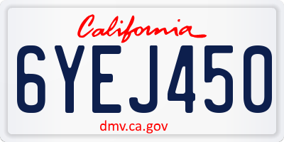 CA license plate 6YEJ450