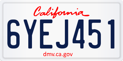 CA license plate 6YEJ451