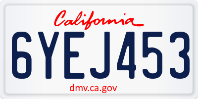 CA license plate 6YEJ453