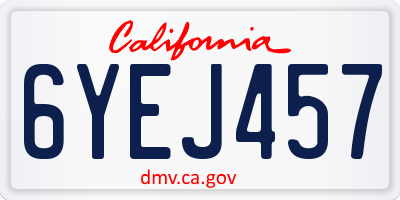 CA license plate 6YEJ457