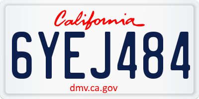 CA license plate 6YEJ484