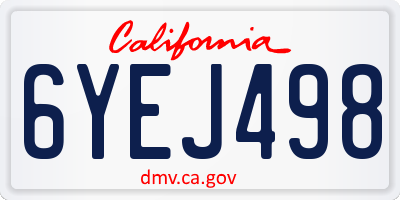CA license plate 6YEJ498