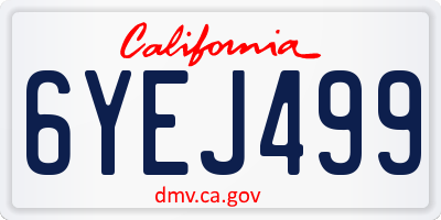 CA license plate 6YEJ499