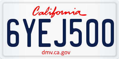 CA license plate 6YEJ500