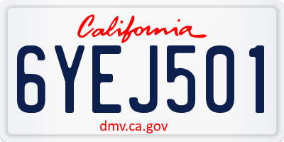 CA license plate 6YEJ501