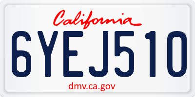CA license plate 6YEJ510