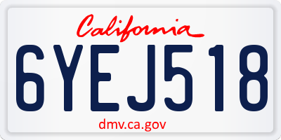 CA license plate 6YEJ518