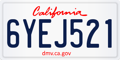 CA license plate 6YEJ521