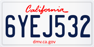 CA license plate 6YEJ532