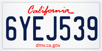 CA license plate 6YEJ539