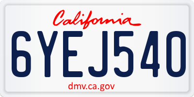 CA license plate 6YEJ540