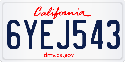 CA license plate 6YEJ543